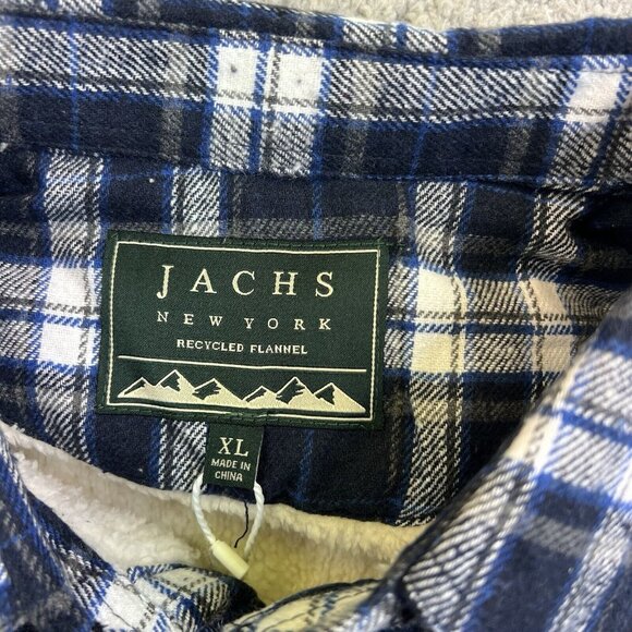 Jachs NY Men's Buffalo Plaid Wool Blend Blue White Jacket Sherpa Lined Sz XL - Picture 2 of 11